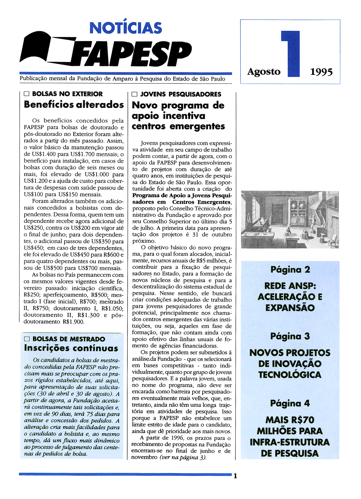 Boletim Notícias FAPESP 01, 1995
