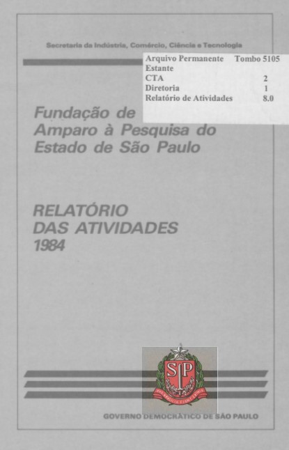 Relatório de Atividades FAPESP 1984